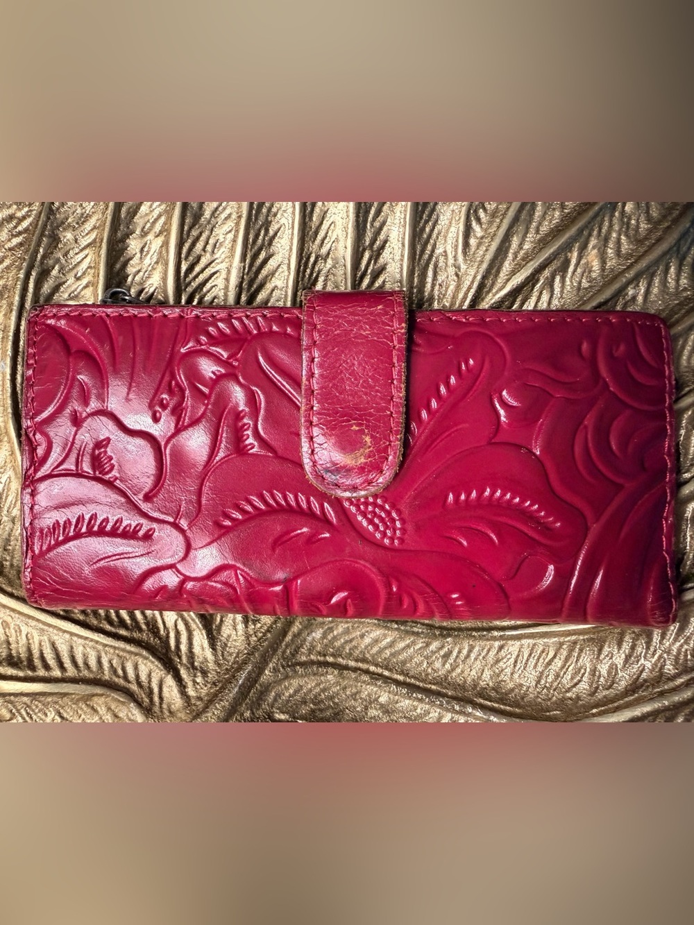 Patricia Nash Embossed Leather Wallet Raspberry Pink